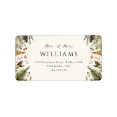Boho Christmas Botanical Greenery Mr. en Mrs. Name Etiket (Voorkant)