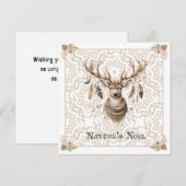 Boho Christmas Deer Non Photo Christmas Card Flat Feestdagenkaart (Voorkant / Achterkant)