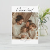 Boho Christmas Feliz Navidad Familiefoto Feestdagenkaart (Staand voorkant)