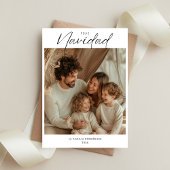 Boho Christmas Feliz Navidad Familiefoto Feestdagenkaart