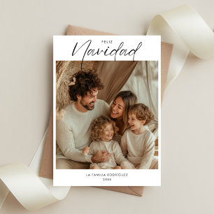 Boho Christmas Feliz Navidad Familiefoto Feestdagenkaart