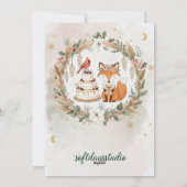 Boho Christmas Fox Greeting Card - Whimsical Woodl Feestdagenkaart (Achterkant)