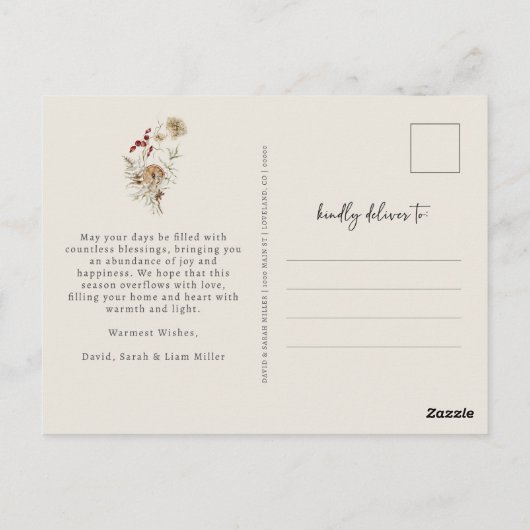 Boho Christmas Holiday Briefkaart (Achterkant)