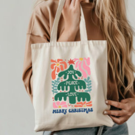 Boho Christmas Joy Peace Love Tote Bag