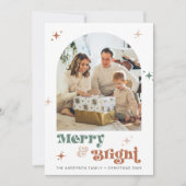 Boho Christmas Kaart 2 Foto Retro Vakantie Vrolijk (Voorkant)