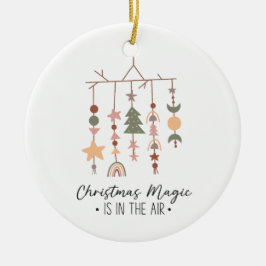 Boho Christmas Magic Feestelijke Vakantie Foto Keramisch Ornament