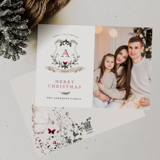 Boho Christmas One Photo Holiday Kaart