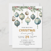 Boho Christmas ornament party Invitation Kaart (Voorkant)
