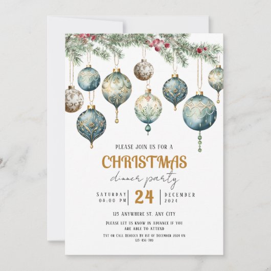 Boho Christmas ornament party Invitation Kaart (Voorkant)