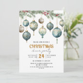 Boho Christmas ornament party Invitation Kaart (Staand voorkant)