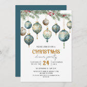 Boho Christmas ornament party Invitation Kaart (Voorkant / Achterkant)