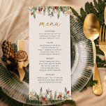 Boho Christmas Pine Tree Lights Elegant Huwelijk Menu<br><div class="desc">Boho Rustic Christmas Pine Botanical Lights Winter Holiday Wedding Menu. Boheemse drop botanicals menu met elegante lichten en eenvoudige rustieke grenen botanicals in handgedrukte waterverf. De groene achtergrondkleur is prachtig voor zowel bruiloften als kerstbruiloften. Bewerkbare menu sjabloon voor vakantie en winter bruiloften.</div>