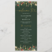 Boho Christmas Pine Tree Lights Elegant Huwelijk Programmakaart (Voorkant)