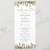 Boho Christmas Pine Tree Lights Elegant Huwelijk Programmakaart (Voorkant)