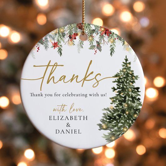 Boho Christmas Pine Tree Lights Wedding Dank u Bedankjes Labels