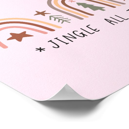 Boho Christmas Rainbow Muted tones Jingle Pink Poster (Hoek)