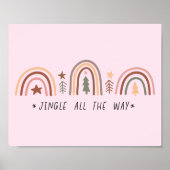 Boho Christmas Rainbow Muted tones Jingle Pink Poster (Voorkant)