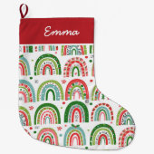 Boho Christmas Rainbow's Name Monogram Grote Kerstsok (Voorkant)