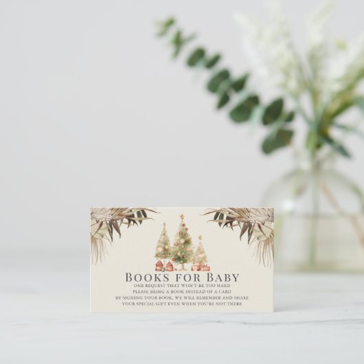 Boho Christmas Trees Baby shower Boekaanvraag Informatiekaartje (Staand voorkant)
