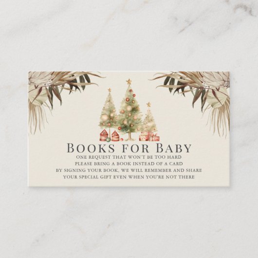 Boho Christmas Trees Baby shower Boekaanvraag Informatiekaartje (Voorkant)
