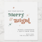 Boho Christmas Wine Bottle Label Drink Gift Label Wijn Etiket (Enkel label)