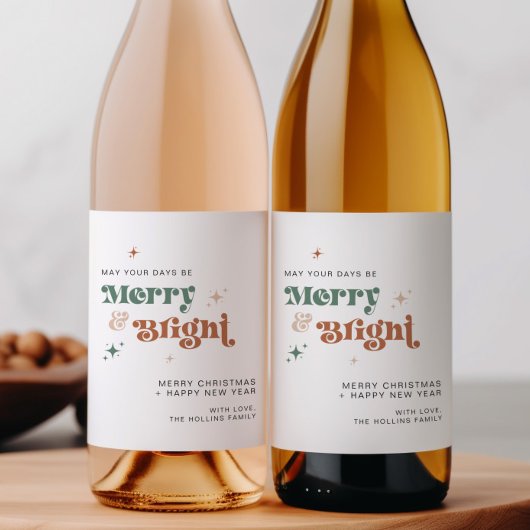 Boho Christmas Wine Bottle Label Drink Gift Label Wijn Etiket