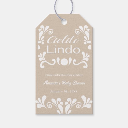 Boho Cielito Lindo Mexicaans Baby shower Cadeaulabel (Voorkant)