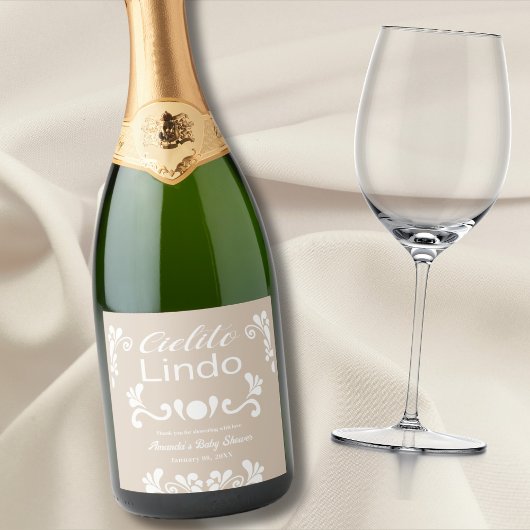 Boho Cielito Lindo Mexicaans Baby shower Sparkling Wijnetiket