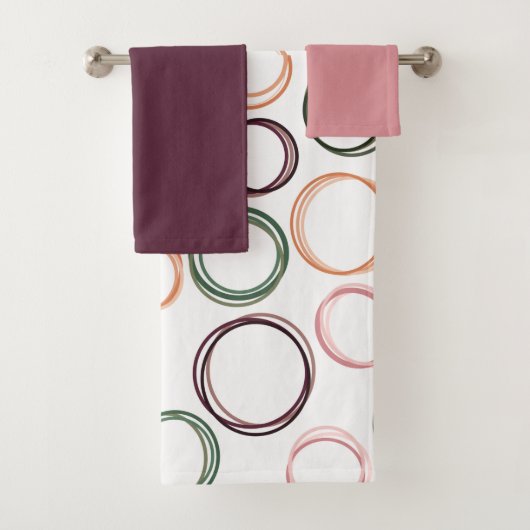 Boho Circles Bath Towel Set Bad Handdoek (Insitu)