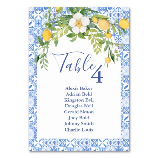Boho citroen blauw mediterraan tegel Italiaans bru Kaart (Achterkant)