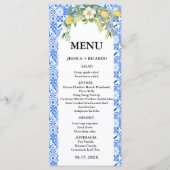 Boho citroen blauw mediterraan tegel Italiaans bru Menu (Voorkant)