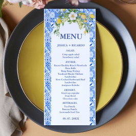 Boho citroen blauw mediterraan tegel Italiaans bru Menu