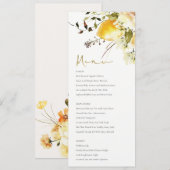 Boho citroen geel bloemenbruiloft menu Kaart (Voorkant / Achterkant)