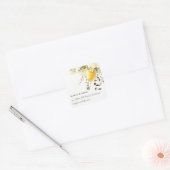 Boho Citroen Geel Waterverf Bloemen Adres Vierkante Sticker (Envelop)