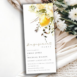 Boho Citroen Geel Waterverf Bloemen Verloving Kaart