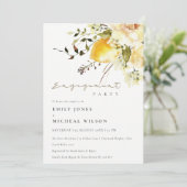 Boho Citroen Geel Waterverf Bloemen Verloving Kaart (Staand voorkant)