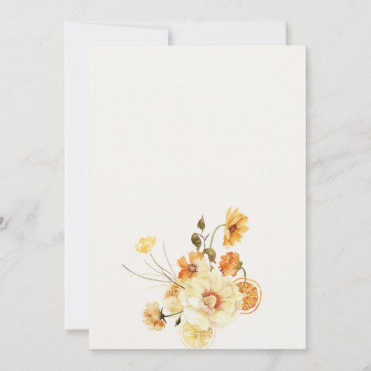 Boho citroen geel Waterverf bloemenbruiloft Bedankkaart (Achterkant)
