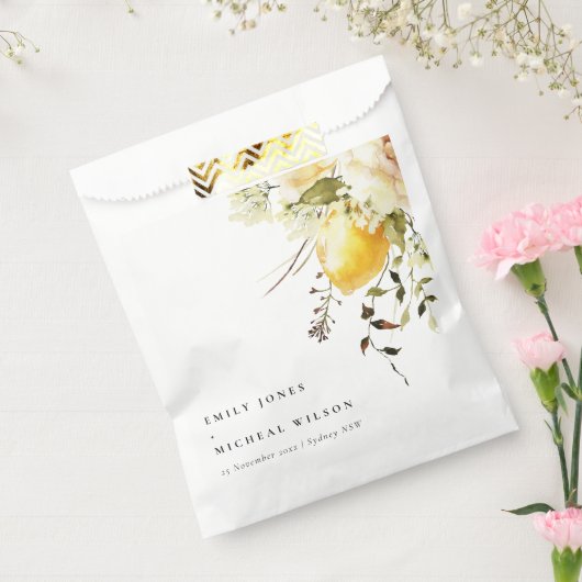Boho citroen geel Waterverf bloemenbruiloft Bedankzakje (Gezegeld)