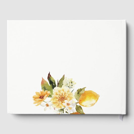 Boho citroen geel Waterverf bloemenbruiloft Gastenboek (Achterkant)