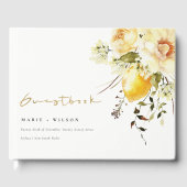 Boho citroen geel Waterverf bloemenbruiloft Gastenboek (Voorkant)