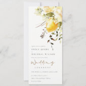 Boho citroen geel Waterverf bloemenbruiloft Kaart (Voorkant)