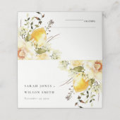 Boho citroen geel Waterverf bloemenbruiloft Plaatskaartje (Buitenkant ongevouwen)