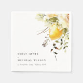 Boho citroen geel Waterverf bloemenbruiloft Servet (Voorkant)