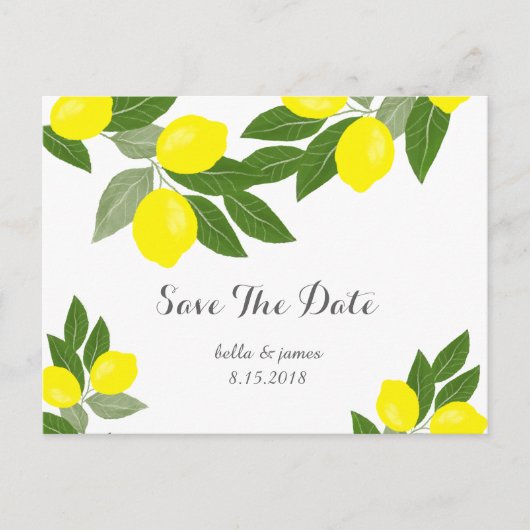 Boho Citroen Huwelijk Save The Date Postkaarten Aankondigingskaart (Voorkant)