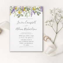Boho Citroen & Lavendelblad Bruiloftsinvitaties