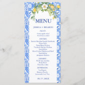Boho Citroenblauwe Mediterraanse tegel Italiaanse Menu (Voorkant)