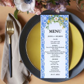 Boho Citroenblauwe Mediterraanse tegel Italiaanse Menu