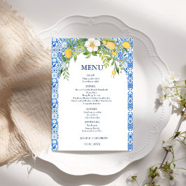 Boho Citroenblauwe Mediterraanse tegel Italiaanse  Menu