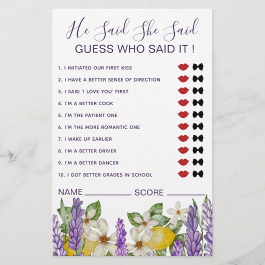 Boho citroenen & lavendel Hij zei dat ze spel zei Flyer (Voorkant)