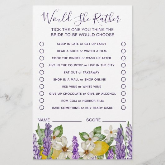 Boho citroenen & lavendel wil ze liever gamen flyer (Voorkant)